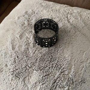 Black bracelet with rhinestones